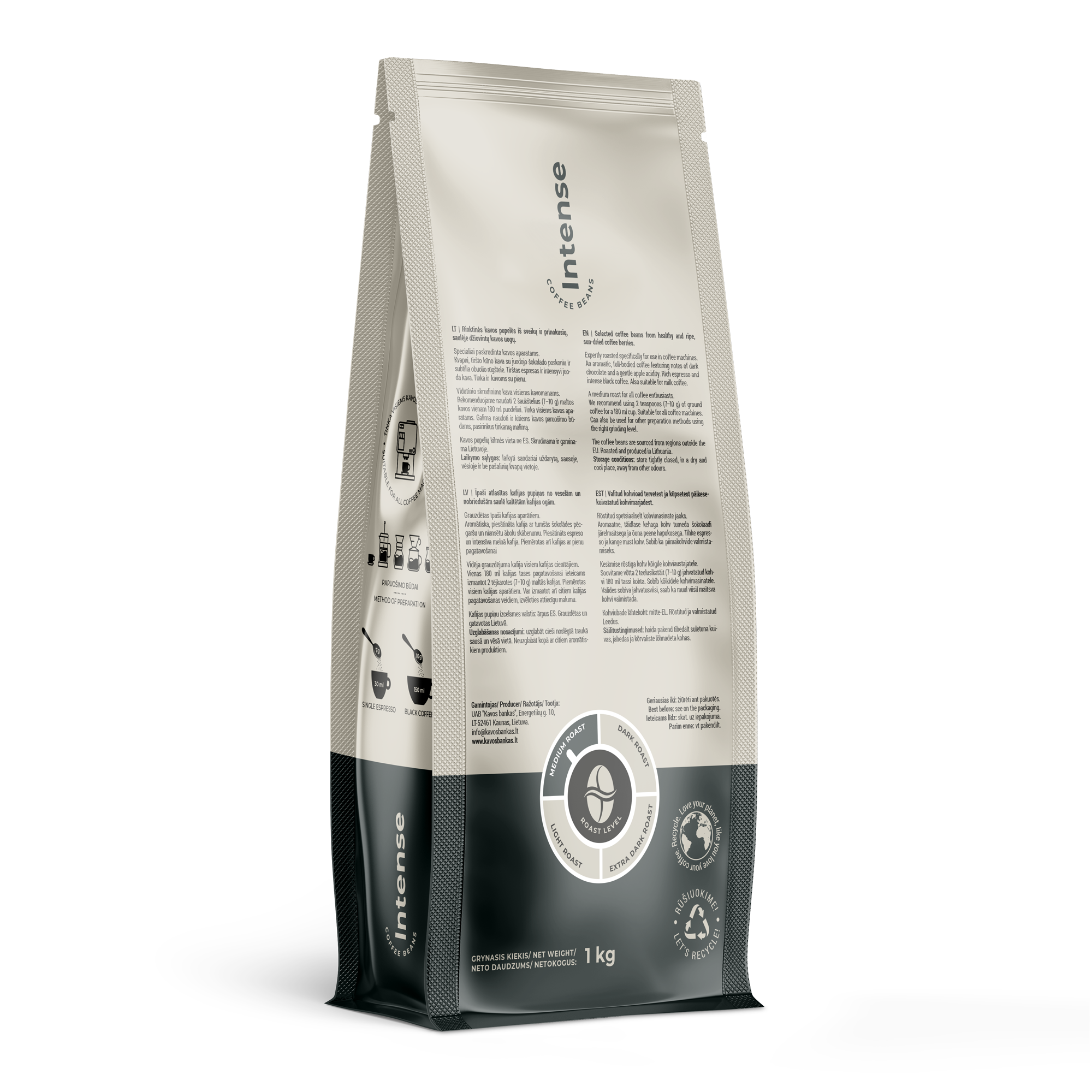 Home Bee Intense, 1 kg coffee beans - kafijasbanka