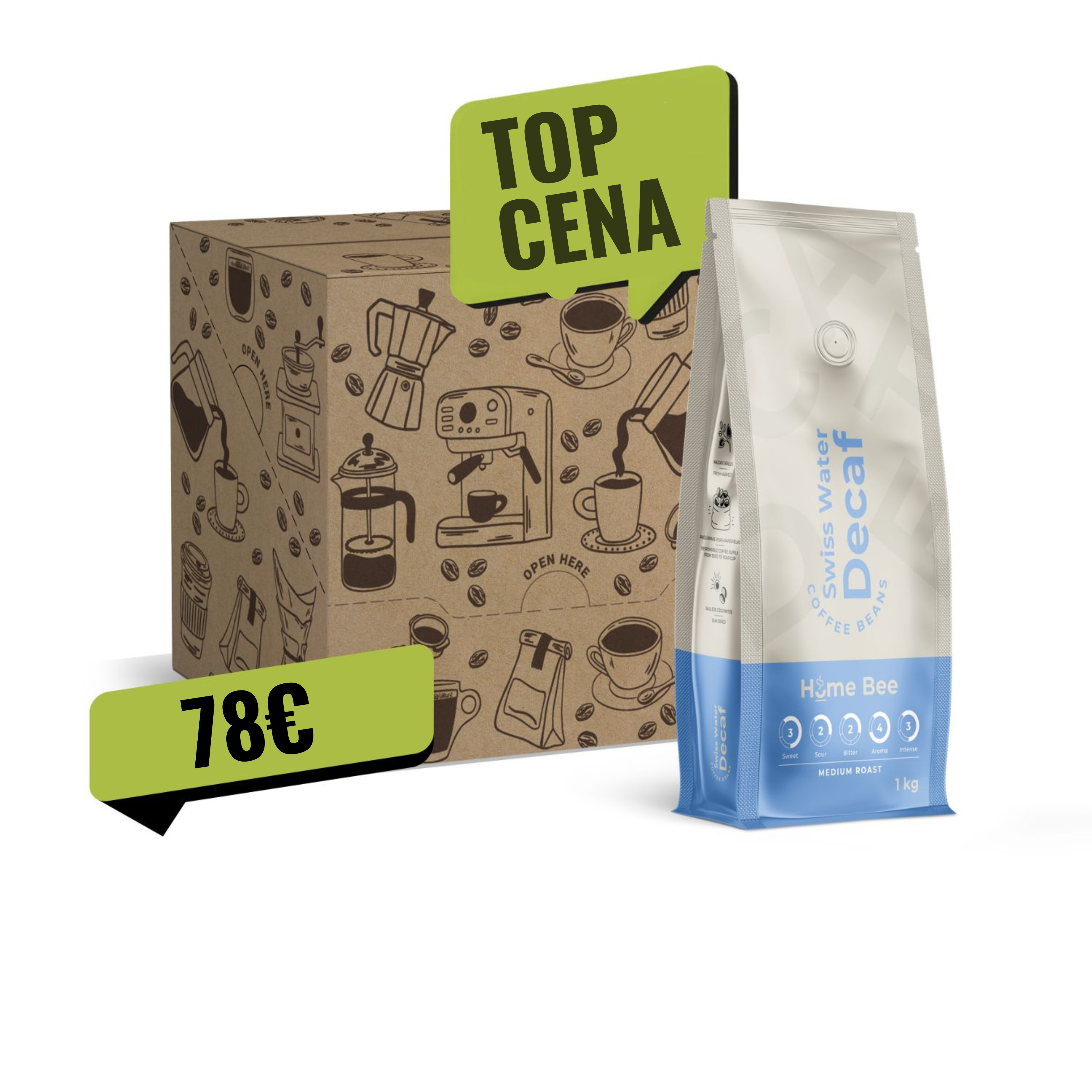 Home Bee Decaf kafijas pupiņas, 4 kg
