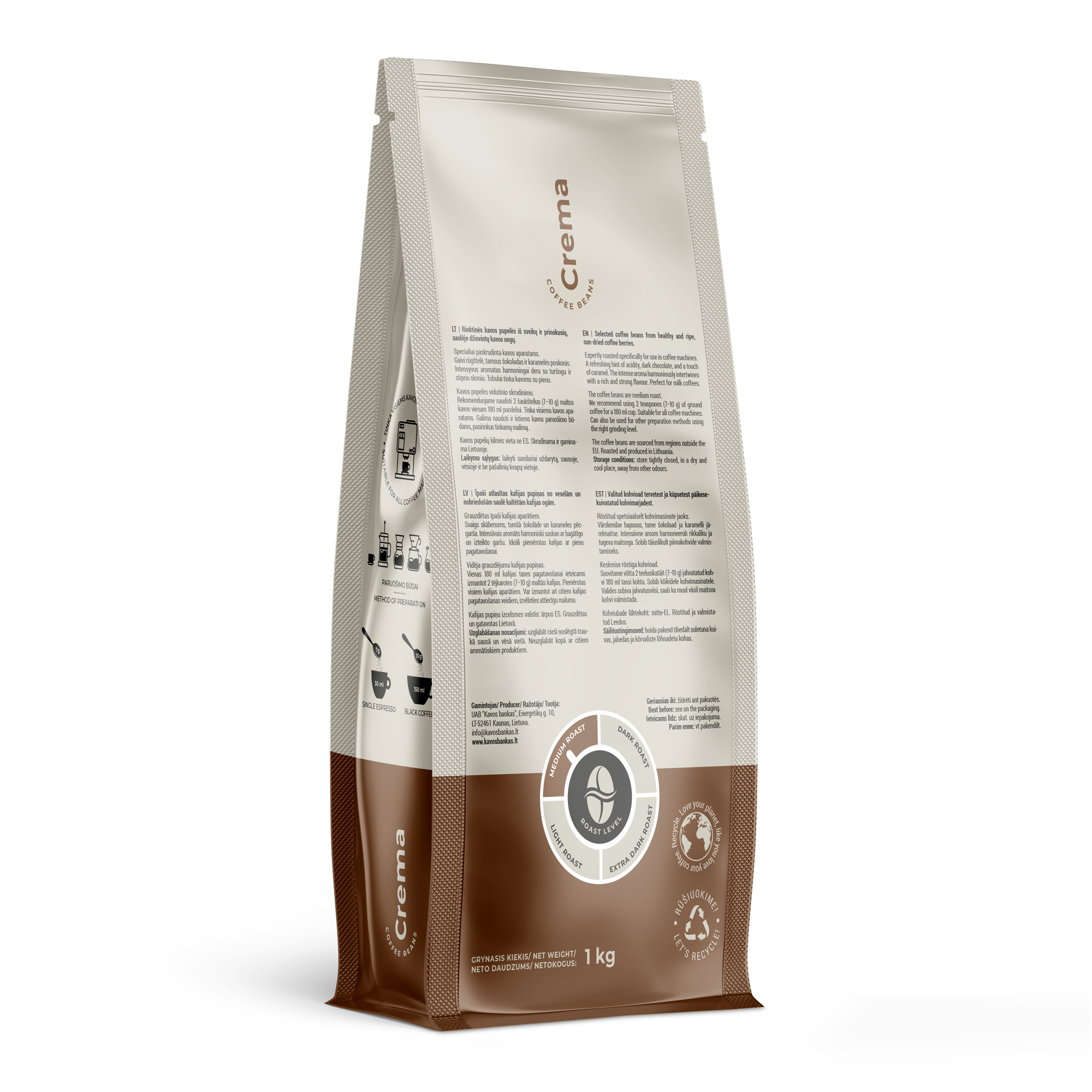 Home Bee Crema, 1 kg coffee beans - kafijasbanka