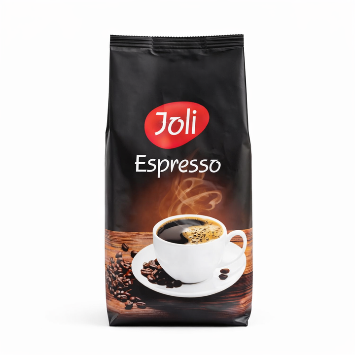 Joli Espresso coffee package with a cup and beans design on a white background