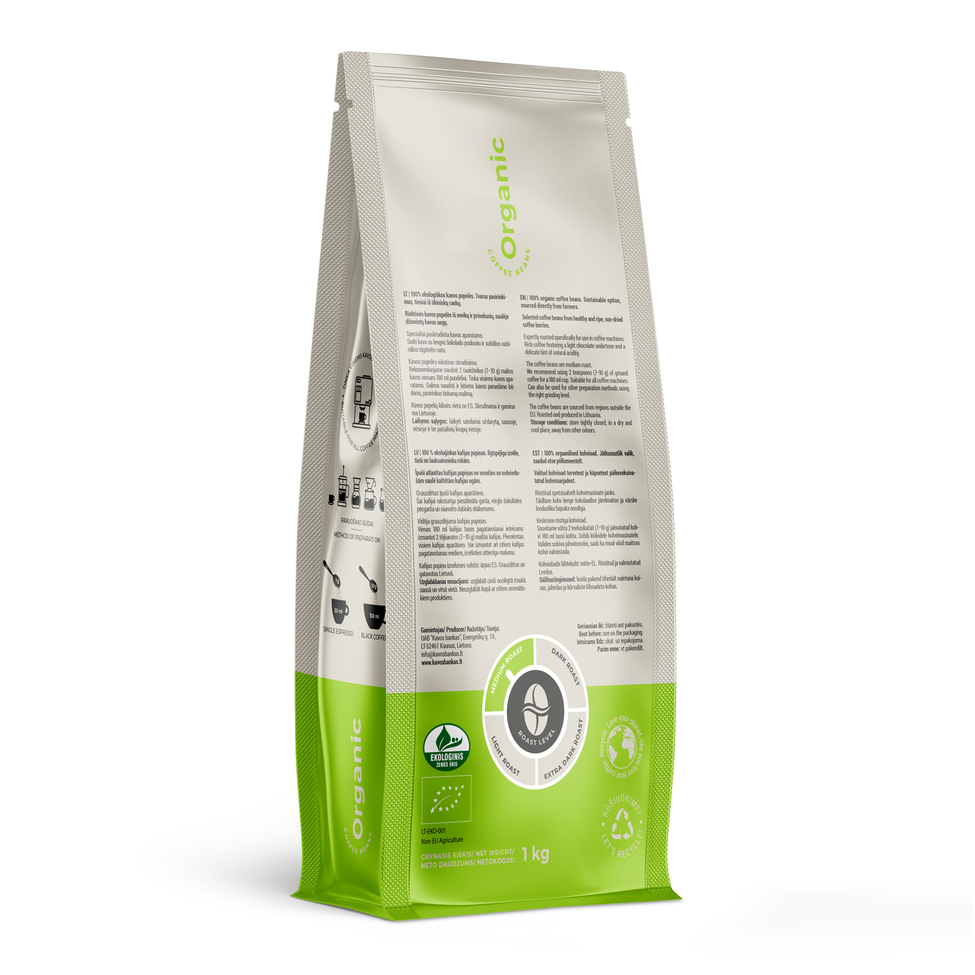 Home Bee Organic, 1 kg coffee beans - kafijasbanka