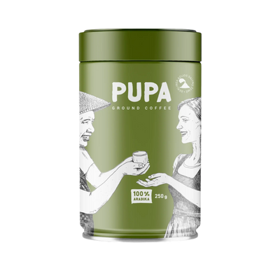 Coffee PUPA Crema, 250g, tin can (GREEN) - kafijasbanka