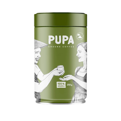 Coffee PUPA Crema, 250g, tin can (GREEN) - kafijasbanka