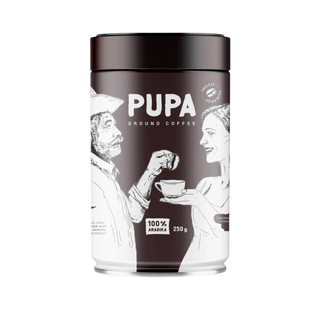 Coffee PUPA, 250g, in a tin can(BROWN) - kafijasbanka